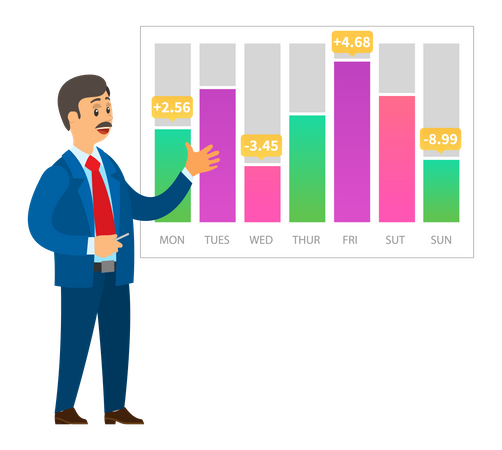 Businessman doing analytics  Illustration