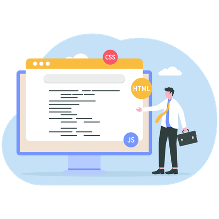 Businessman doing application development  Illustration
