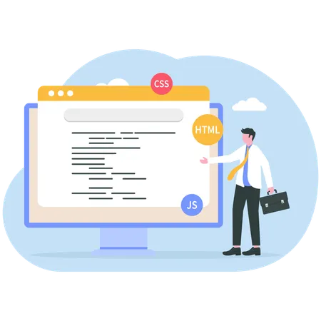 Businessman doing application development  Illustration