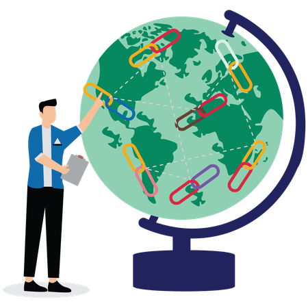 Businessman doing Backlink Building for SEO  Illustration