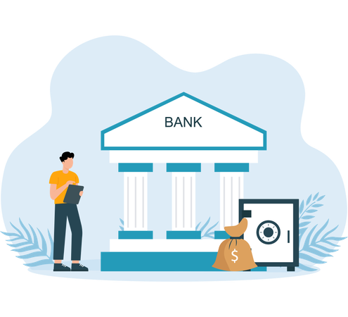 Businessman doing Bank Savings  Illustration