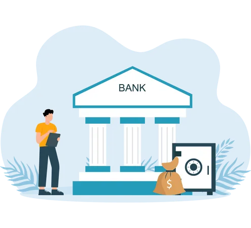 Businessman doing Bank Savings  Illustration