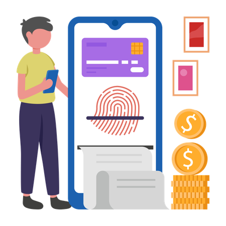 Businessman doing Biometric Payments  Illustration
