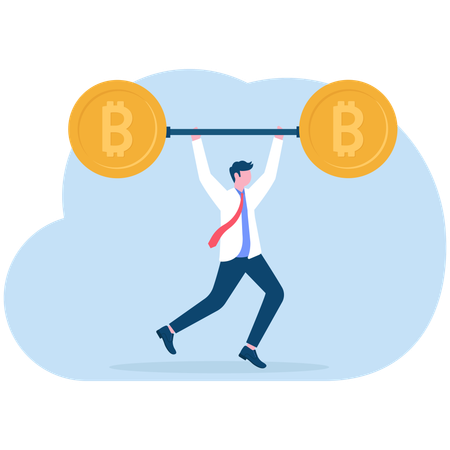 Businessman doing bitcoin management  Illustration