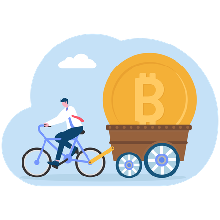 Businessman doing bitcoin management  Illustration