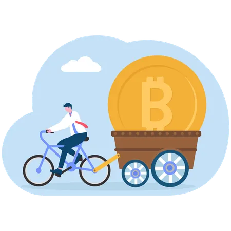 Businessman doing bitcoin management  Illustration