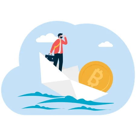 Businessman doing bitcoin management  Illustration