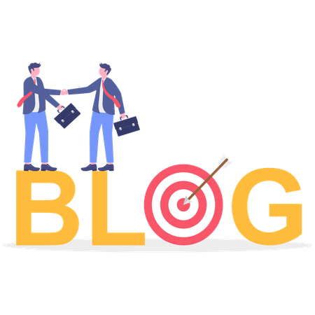 Businessman doing blog and article goal with business deal  Illustration