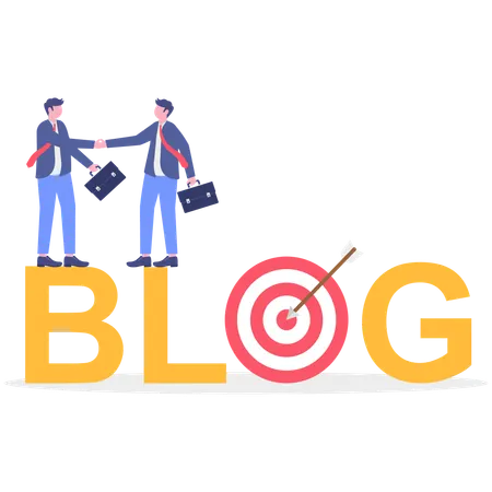 Businessman doing blog and article goal with business deal  Illustration