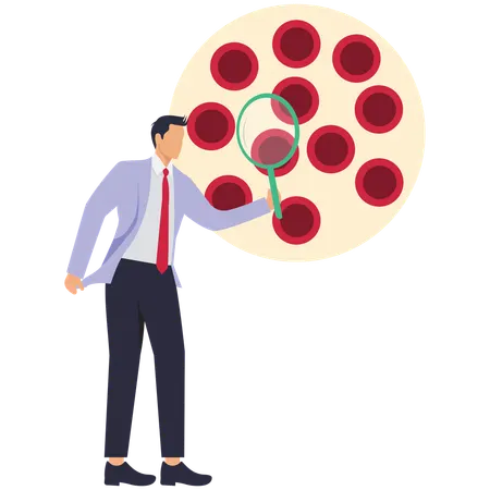Businessman doing blood cell research  Illustration