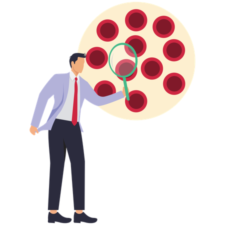 Businessman doing blood cell research  Illustration