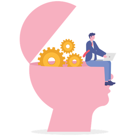 Businessman doing brain maintenance  Illustration