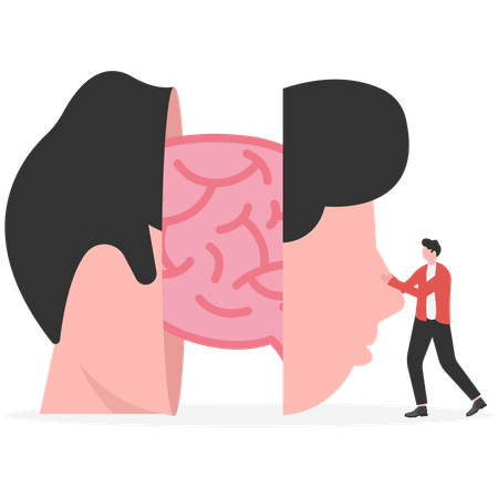 Businessman doing brain research  Illustration