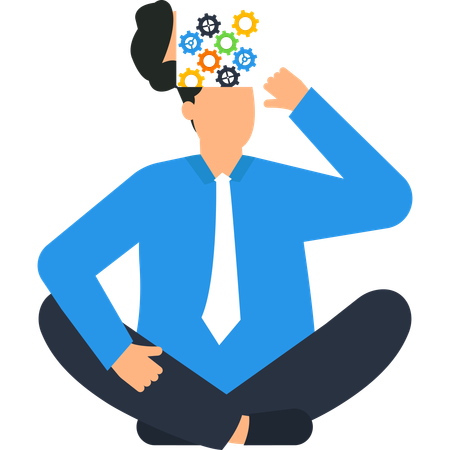 Businessman doing Brainstorming  Illustration