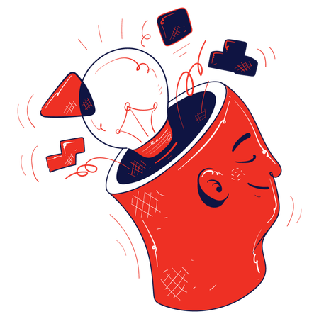 Businessman doing brainstorming  Illustration