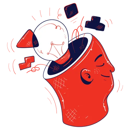 Businessman doing brainstorming  Illustration