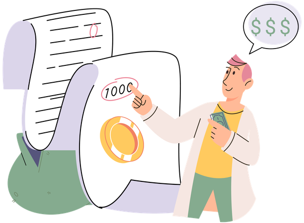 Businessman doing budget analysis  Illustration