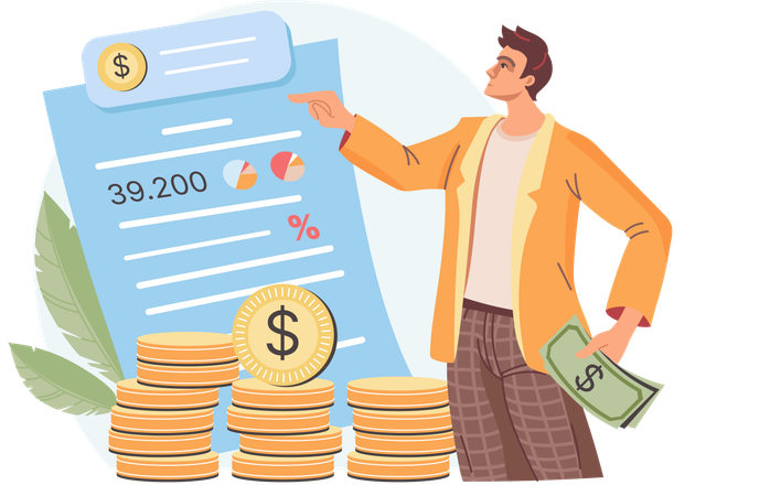 Businessman doing budget planning  Illustration