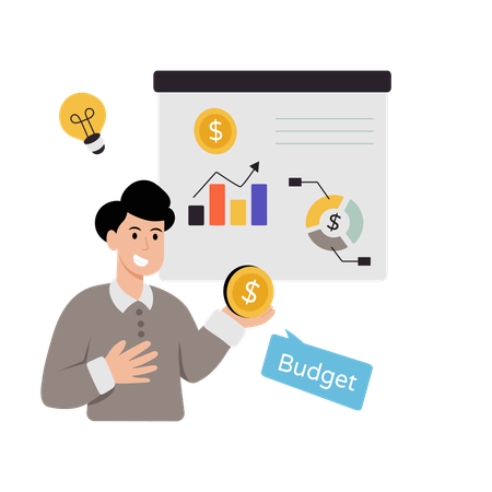 Businessman doing budget planning  Illustration