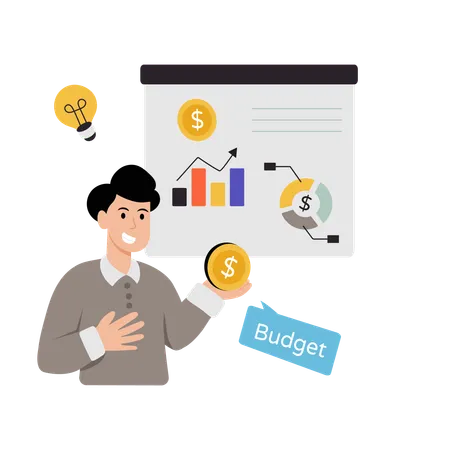 Businessman doing budget planning  Illustration