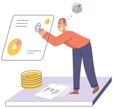 Businessman doing budget planning  Illustration
