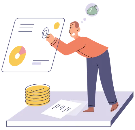 Businessman doing budget planning  Illustration