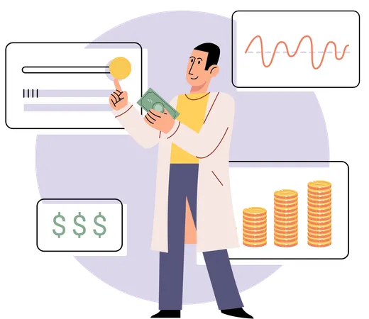 Businessman doing budget planning  Illustration