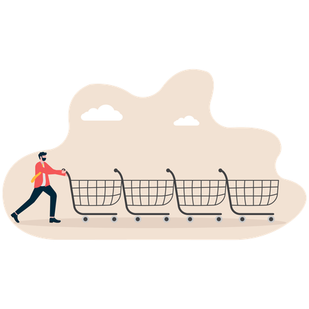 Businessman doing bulk shopping  Illustration