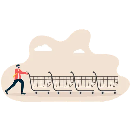 Businessman doing bulk shopping  Illustration