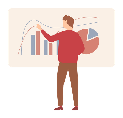 Businessman doing business analysis  Illustration