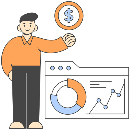 Businessman doing business analysis  Illustration