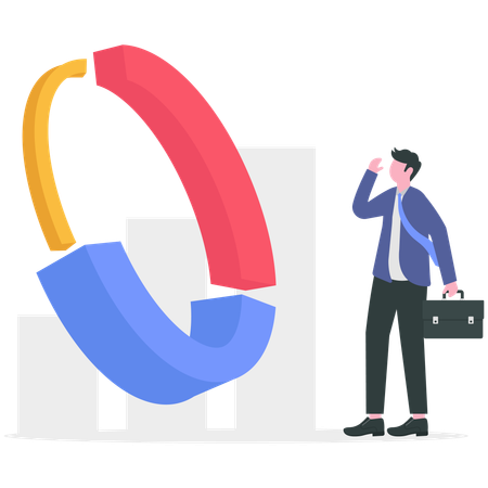 Businessman doing business analysis  Illustration