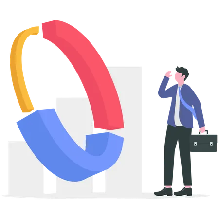 Businessman doing business analysis  Illustration