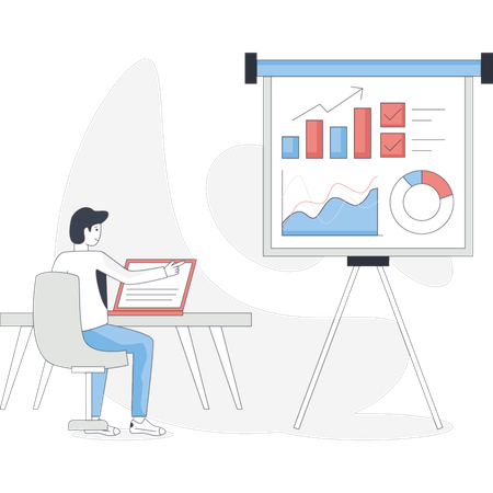 Businessman doing business analysis  Illustration