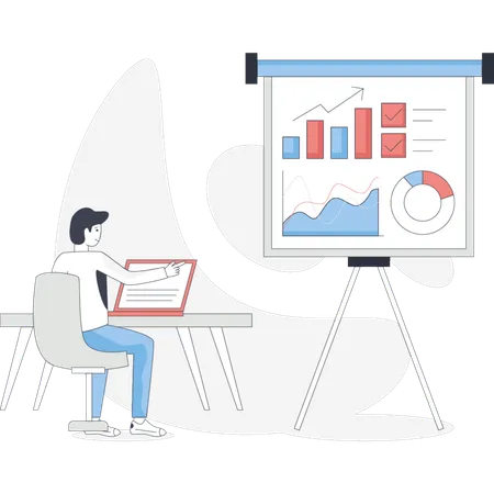 Businessman doing business analysis  Illustration