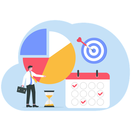 Businessman doing business analysis  Illustration