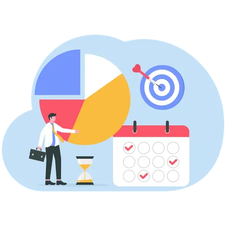 Businessman doing business analysis  Illustration