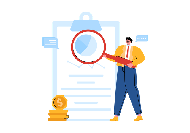 Businessman doing business audit  Illustration