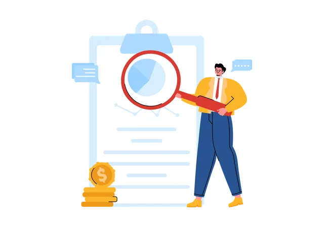 Businessman doing business audit  Illustration