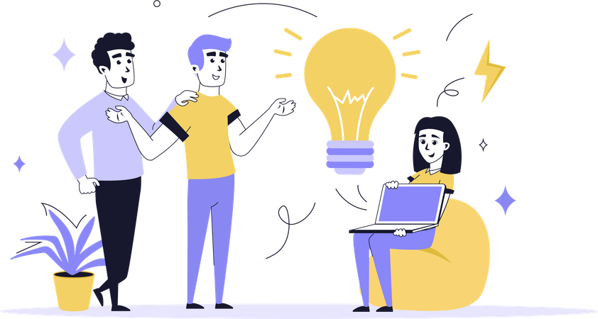 Businessman doing business brainstorming  Illustration
