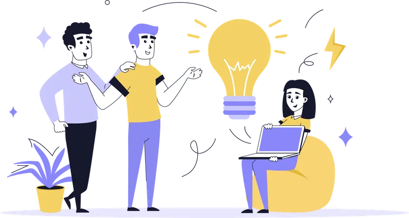 Businessman doing business brainstorming  Illustration