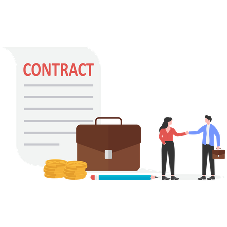 Businessman doing business contract  Illustration