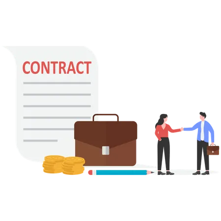 Businessman doing business contract  Illustration