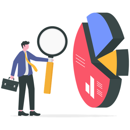 Businessman doing business data analysis  Illustration