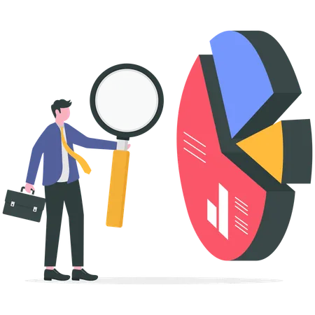 Businessman doing business data analysis  Illustration