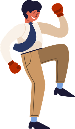 Businessman doing business fighting using boxing gloves  Illustration