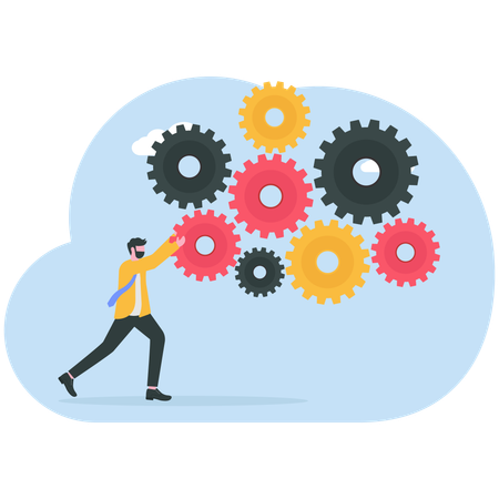 Businessman doing business management  Illustration