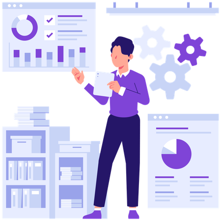 Businessman doing business management  Illustration
