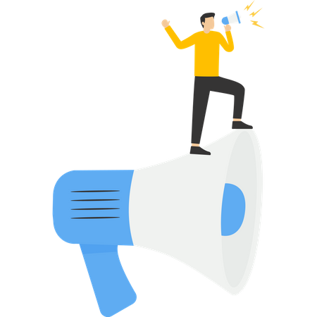 Businessman doing business marketing using bullhorn  Illustration