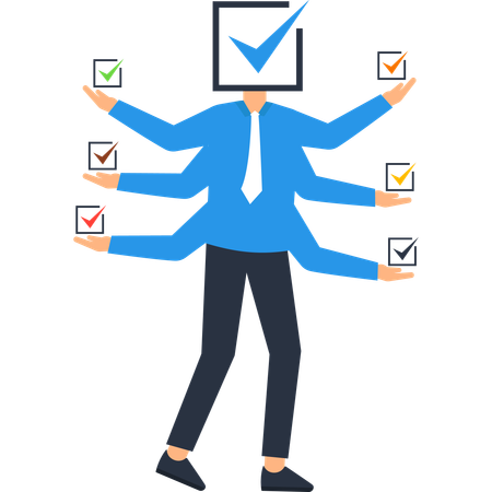 Businessman doing business multitasking  Illustration